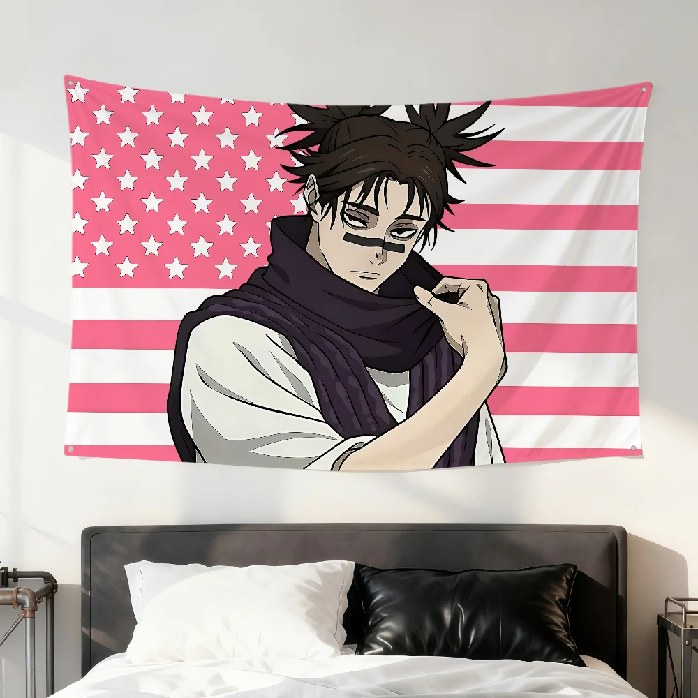Anime-Fanart Choso Jujutsu Kaisen Rosa Flagge für Zuhause, Zimmer, Wohnheim, Camping, Party, Picknick, Dekoration, Geschenk, Banner, Garage, Wandbehang – Detail 5