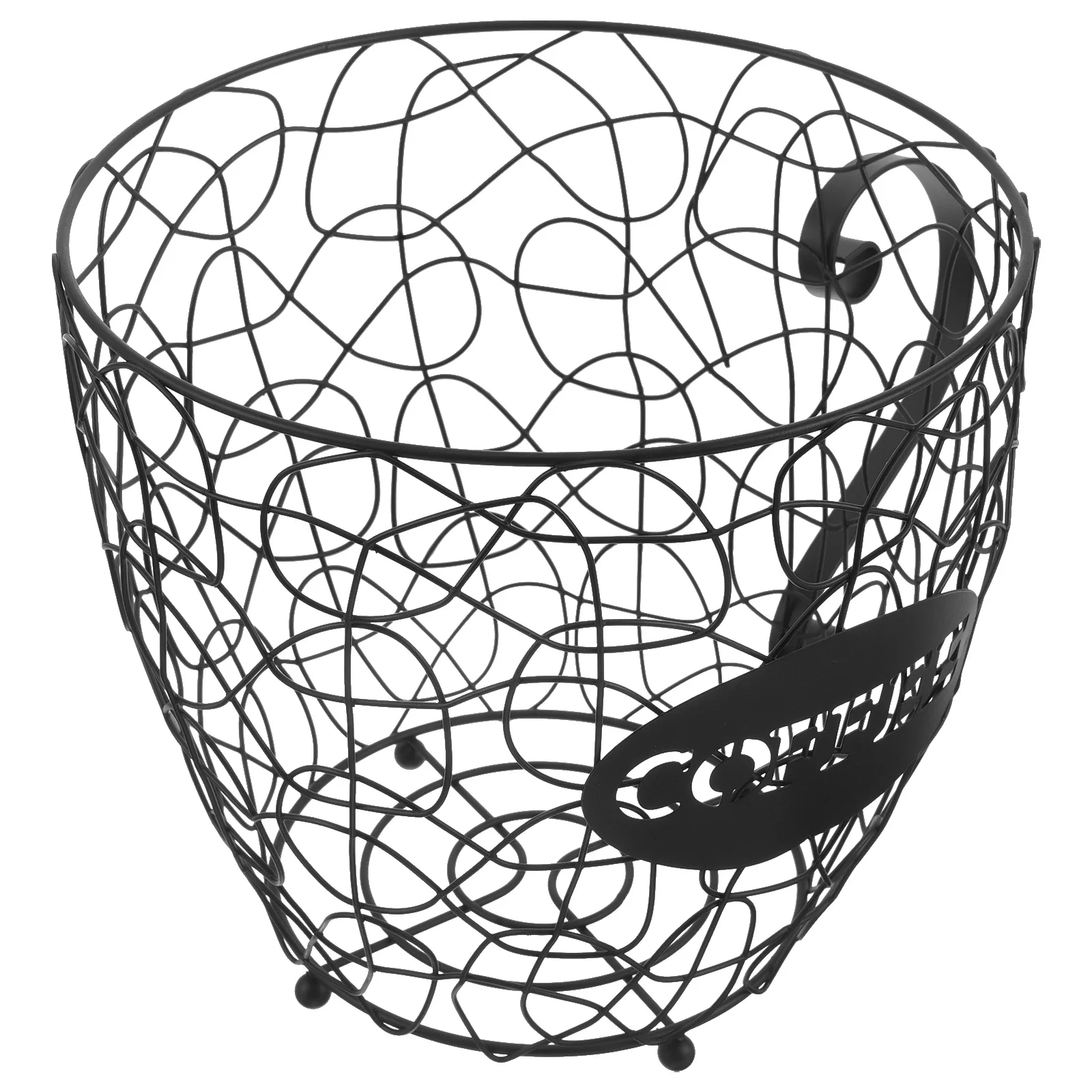 سلة تخزين كبسولات القهوة من الحديد الأسود - تصميم مدمج على شكل كوب لمنظم قهوة فعال - فاكهة سلكية معدنية #5