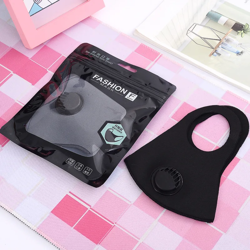 Eenvoudig zwart 3D-masker voor volwassenen met ademhalingsventiel Stijlvol, ademend, stofdicht en zonwerend gezichtsmasker
