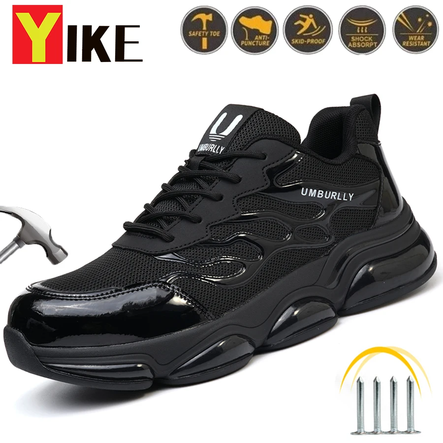 2024 New Safety Shoes Men Anti-smash Anti-puncture Work Shoes Fashion Men Sport Shoes Security Protective Boots Men