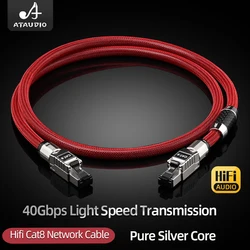 HiFi CAT.8 Network Cable for ANSI/TIA-568-C.2-1 High Purity Pure Silver Core Ethernet Cable Speed Lan RJ45 Network Cord