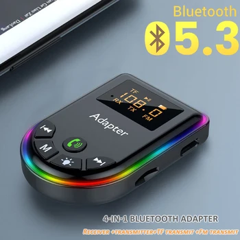 Bluetooth 5,3 Sender Empfänger Led-anzeige TF Karte Spielen RCA 3,5mm AUX HIFI Audio Wireless Adapter Für Auto PC TV Kopfhörer