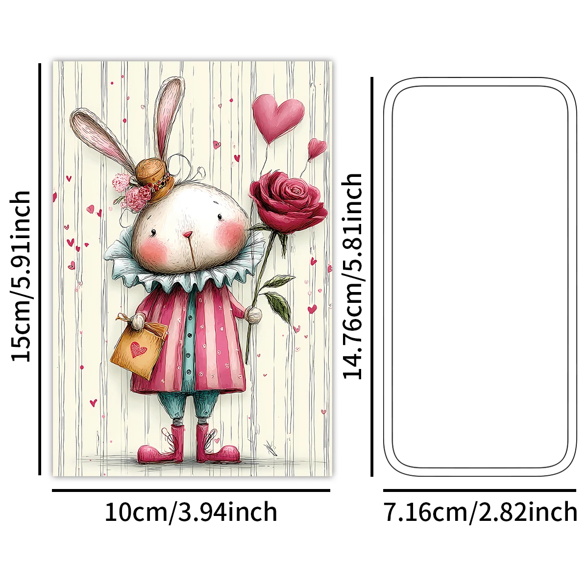 20개입 미학적 사랑 테마 엽서, 토끼 일러스트레이션, 집 벽 장식용, 발렌타인데이, 부활절 파티 장식, 선물 포장 카드