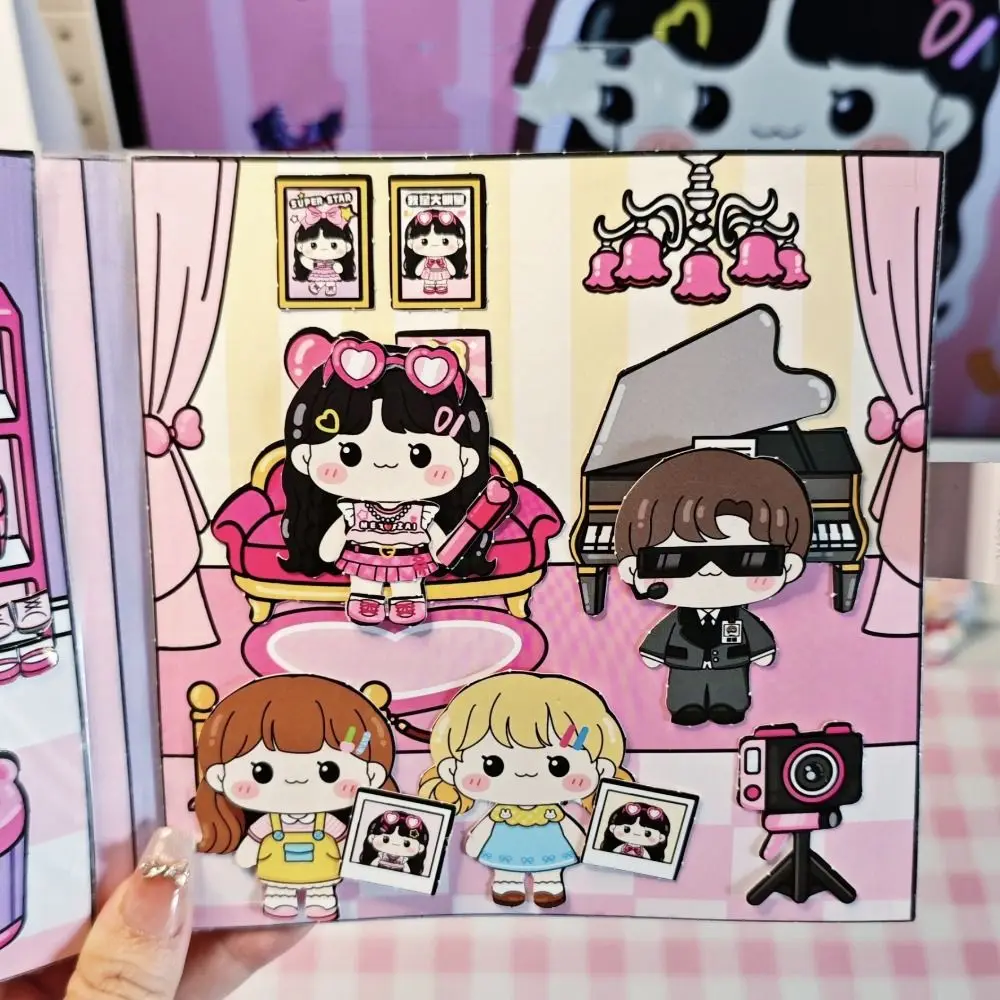 Activity Books Pinch Music Quiet Book Sticker Book Paper Telado Busy Book Kawaii Anime DIY Scene Material Sticker Girls