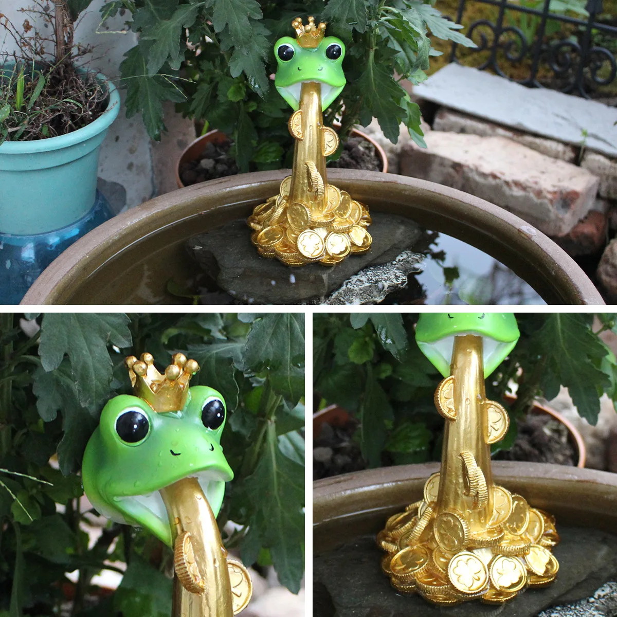 Crown Frog Spitting Coin- Resin Lucky Decor for Home & Office