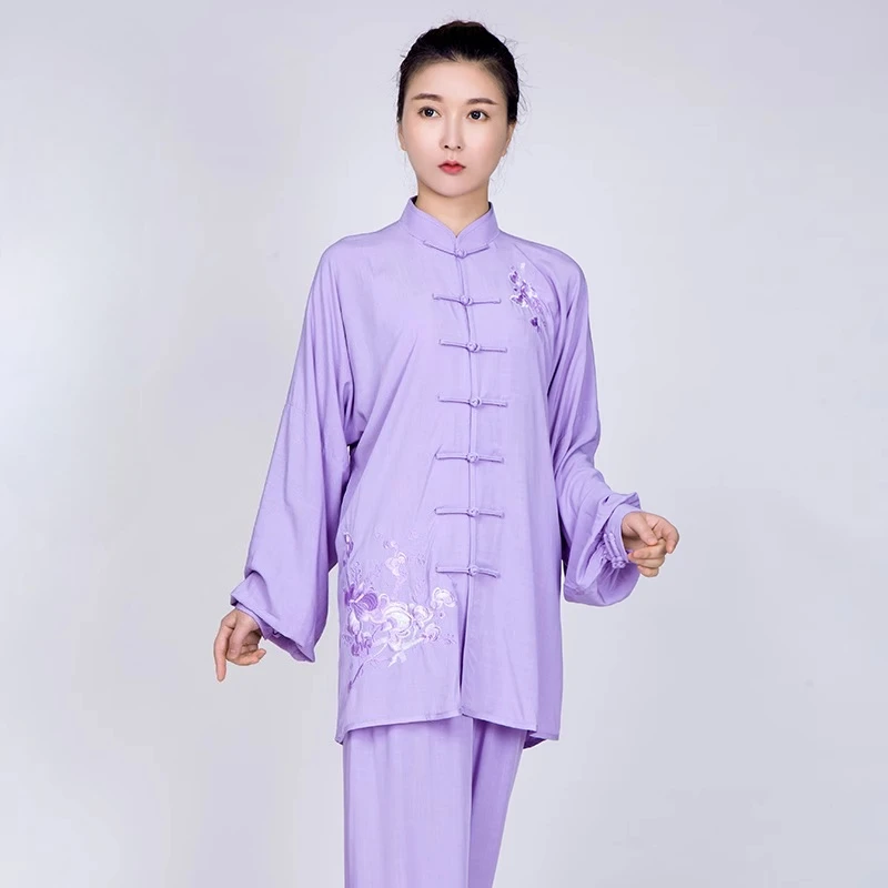 Cotton Linen Chinese Traditional Taiji Uniform Wushu TaiChi KungFu Clothes Martial Arts Wing Chun Suit Morning Exercise Costumes