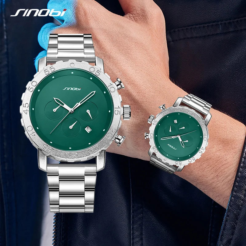 SINOBI New Top Brand Luxury New Men Watch Quartz Man Watches Waterproof Luminous Watch for Men Date Chronograph Sport Wristwatch