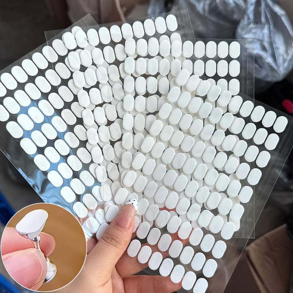 400pcs Nail Double-side Adhesive Tape Press On Nails Holder Traceless Transparent Nail Tips Display Stand Salon Practice Showing