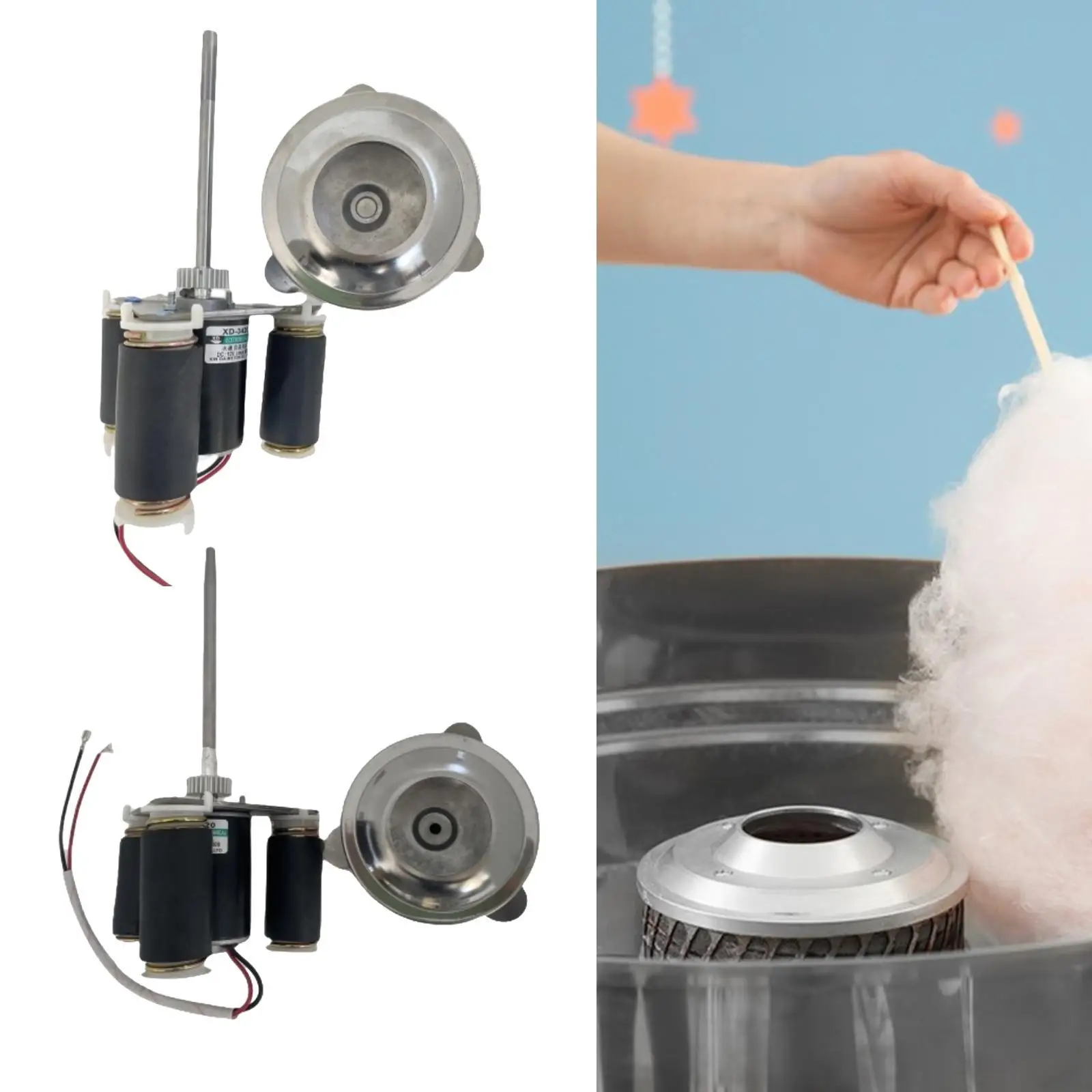 Professional Electric Fairy Floss Maker Heating Head Metal Motorized Sugar Boiler Fitting for Carnival Wedding
