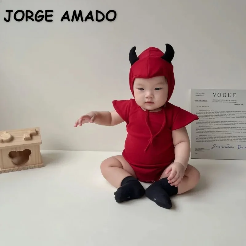 Korean Style New Spring Autumn Baby Girl Boy Bodysuit Halloween Themed Little Devil Costume Newborn Girls Clothes B2841