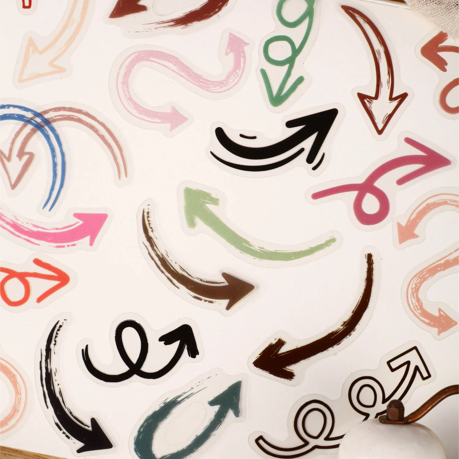 Cute Arrows Plastic Stickers Various Shapes for Junk Journal Notebook Decoration DIY Craft Supplies Stationery Remark Sticker
