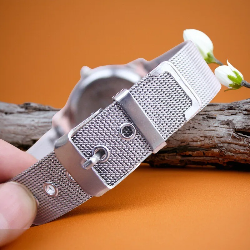 السيدات النساء الكلاسيكية الأزياء الصلب حزام فاخر للماء الساعات النسائية الطلاب أرقام الكوارتز الفضة الهدايا سوار ساعة #5