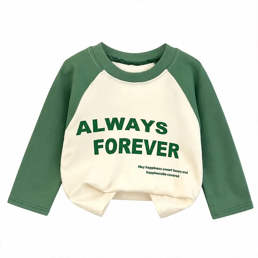 Fashion Cotton Kids T-shirt Crew Neck Long Sleeve Printed Sweatshirt Printed Children Pullover Top School Wear