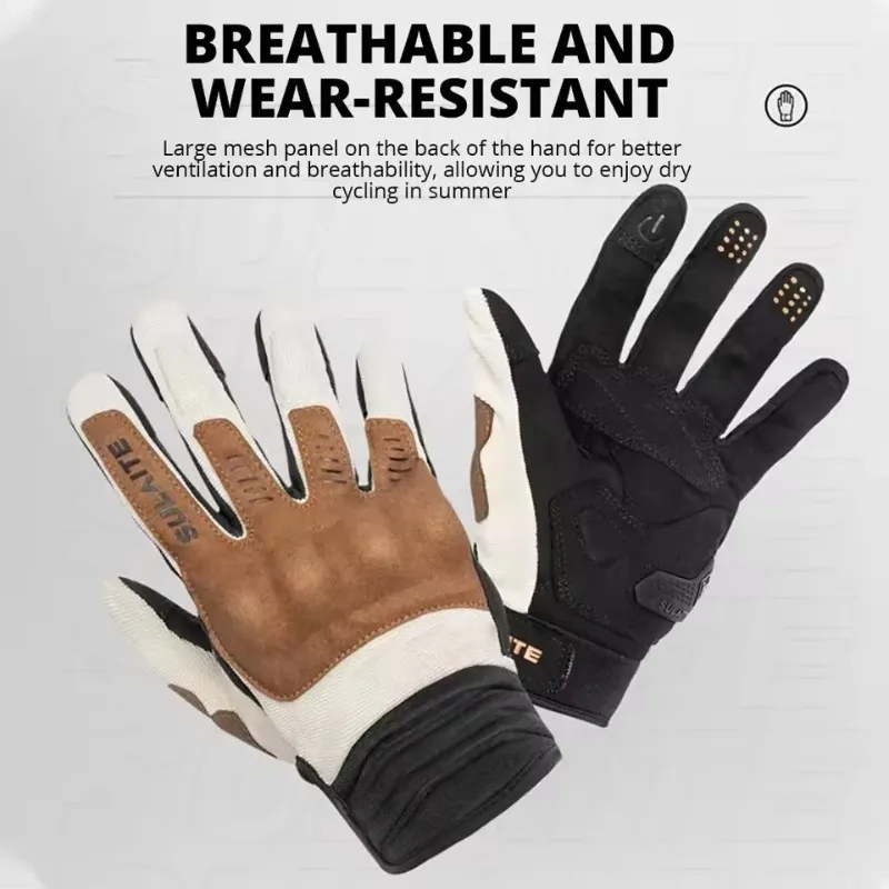 

Full Finger Motorcycle Gloves, Breathable Non-slip Wear-resistant Touch Screen Gloves for Spring Summer Motocross Racing Riding