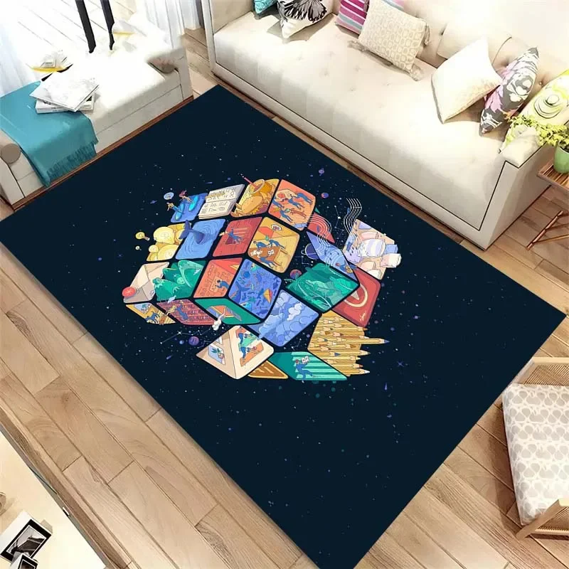 Color Rubik's Cube themed carpet kitchen bathroom non-slip mat living room bedroom home decoration children climb carpet