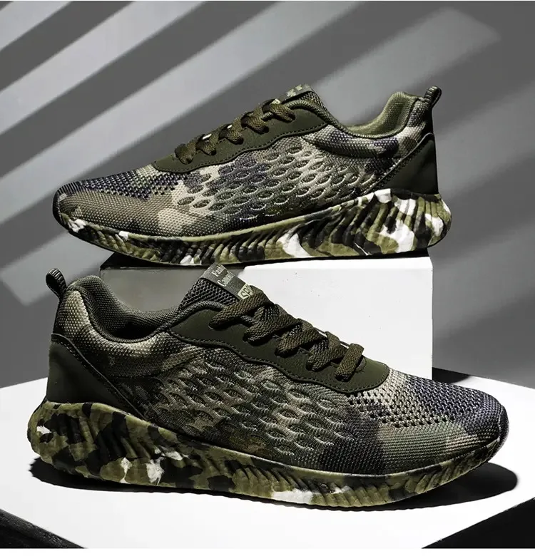 

Breathable flying woven shoes, men's and women's camouflage running shoes, couple sports shoes, military training running shoes
