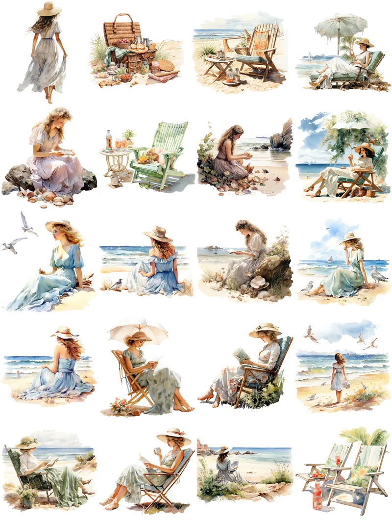 Beach girl Stickers Crafts And Scrapbooking stickers kids toys book Decorative sticker DIY Stationery