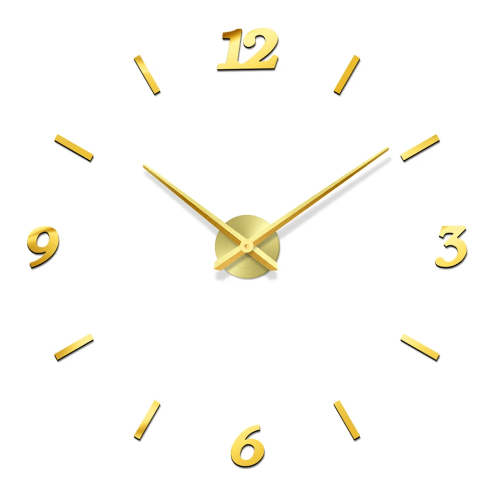 

Acrylic Golden Oversized Number Wall Clock Silent Decor Easy to Read Home Office Study Room Decoration