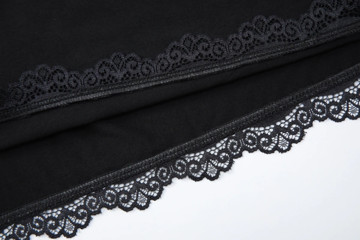 Hugcitar Fashion 2-teiliges Set, schwarz, quadratischer Kragen, Patchwork-Spitze, sexy Crop-Tank-Top, Rock, Sommer-Outfits für Damen, Streetwear, Club – Detail 6