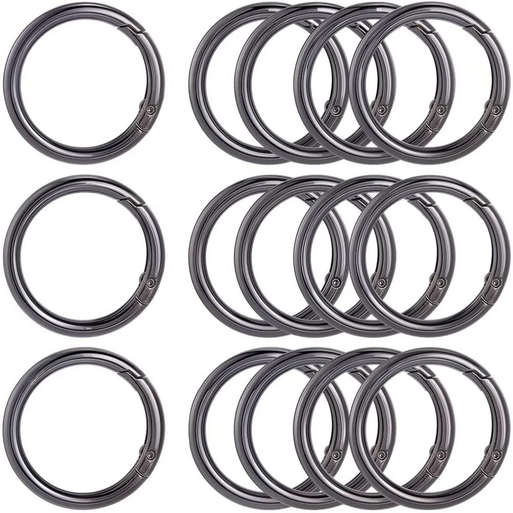 1 Box 10 Stücke 40 MM Schwarz Frühling O Ring Karabiner Clip Trigger Frühling O Ringe Zink-legierung Runde Karabiner Clip Snap Metall Schlüsselring