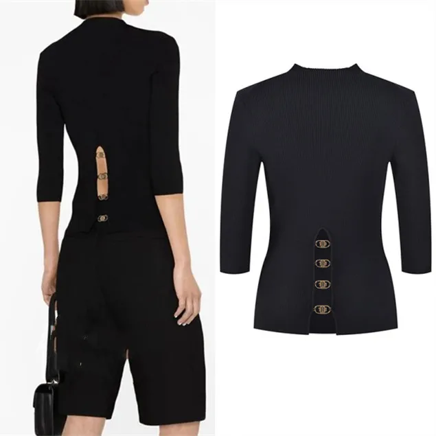 

Высококачественный вязаный топ Bla Faionable Slim Fit Metal Connect Ba Design M-Home Sli Верхняя часть тела PU00586 Женская мода