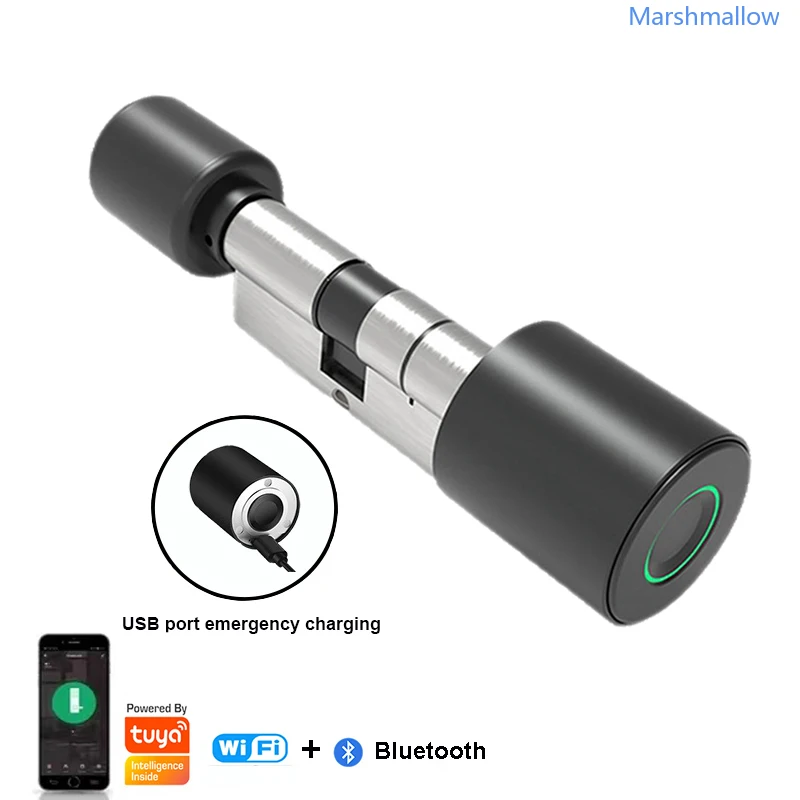 OS1 Tuya Bluetooth Fingerprint Lock Adjustable Lock Cylinder Biometric Electronic Waterproof Intelligent Door Lock