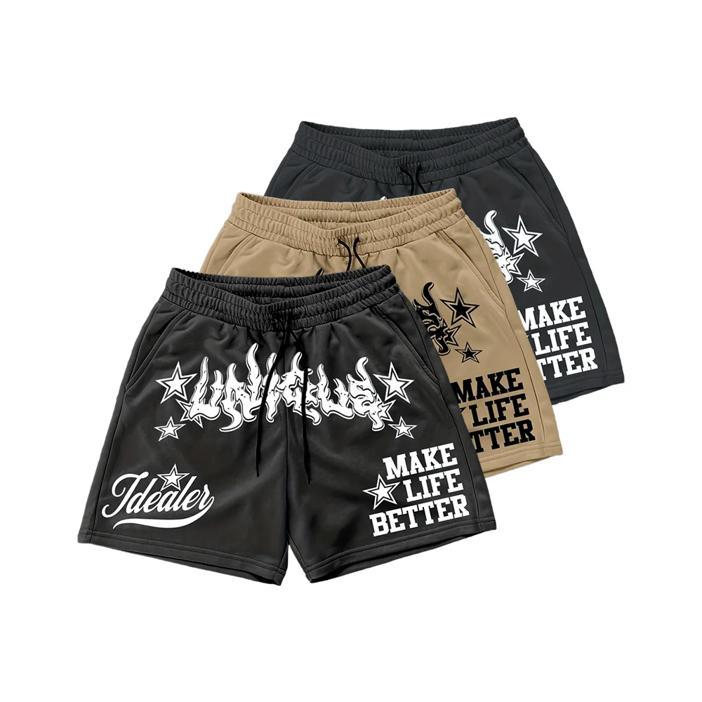 

Новые шорты в стиле хип-хоп в американском стиле High Street, мужские свободные шорты для отдыха на открытом воздухе, спортивные быстросохнущие удобные короткие брюки