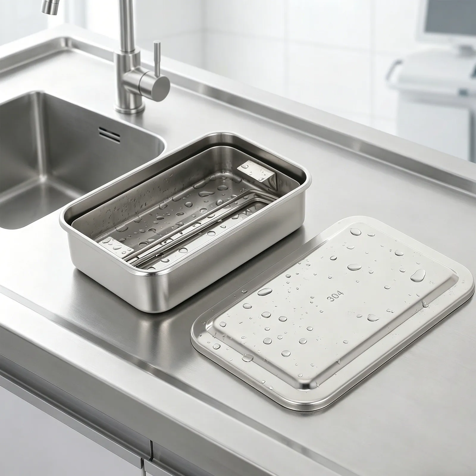 Stainless Steel Sterilizer Instrument Box 5.91x3.94x1.89in Hinged Lid Instrument Sterilizer Tray for Nail Tools