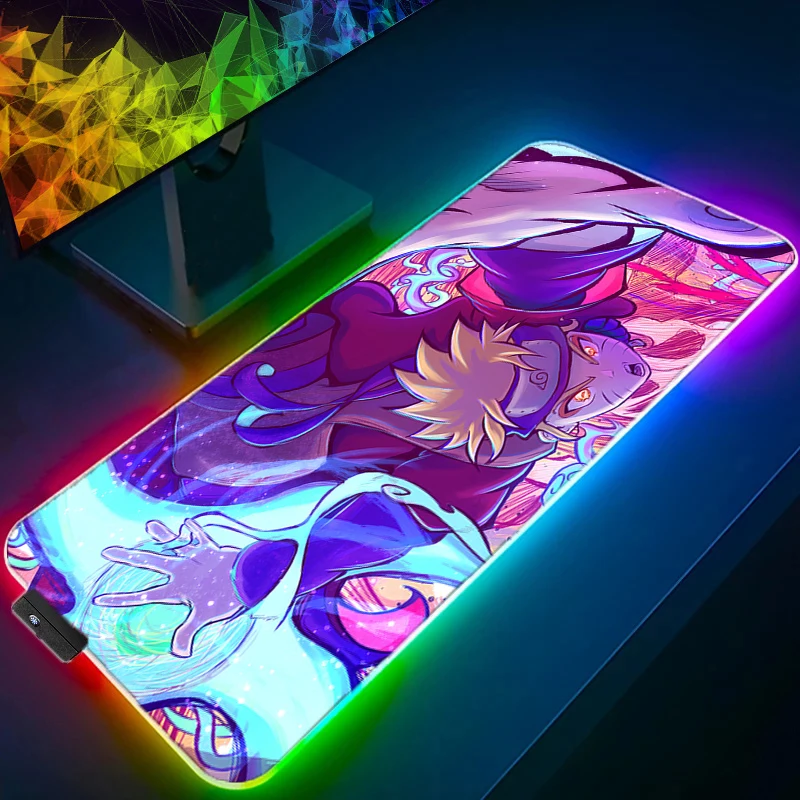 RGB Mouse Pad Naruto Backlight Gamer XXL Keyboard Durable LED Desk Mouse Mat Carpet Rubber Tapis Souris Gaming Mousepad