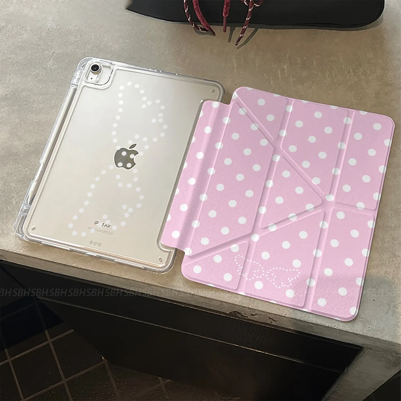 Polka Dots Angel Wing For iPad Case iPad Air 4 5 6 Pro 11 12.9 13 M4 10.9 10.2 Mini 7 6 Smart Y Folded Edge Case with Pen Holder