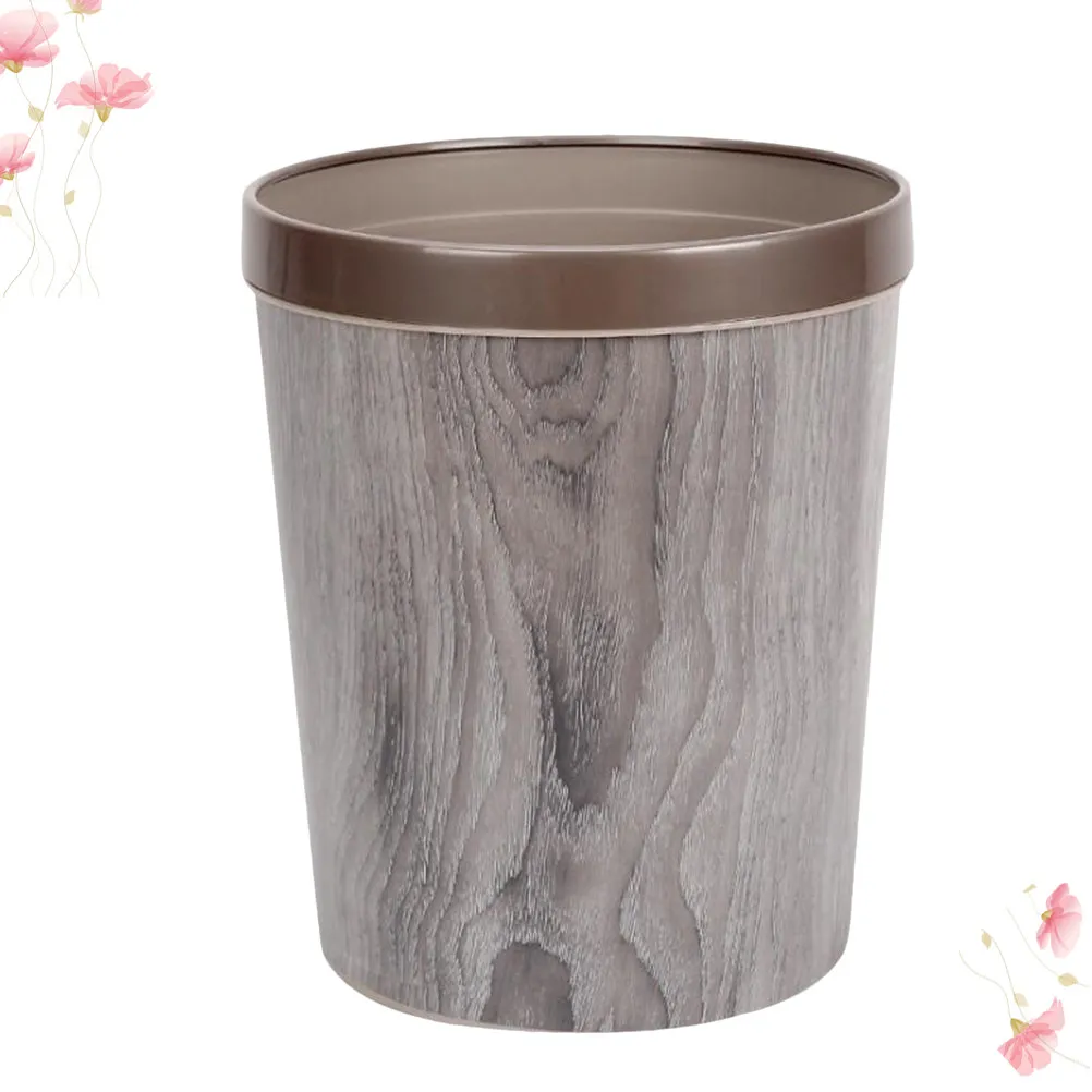 

Пластиковая круглая мусорная корзина объемом 12 л с имитацией древесной текстуры для ванной комнаты, дома, офиса, легко чистится, экономит место, многофункциональная