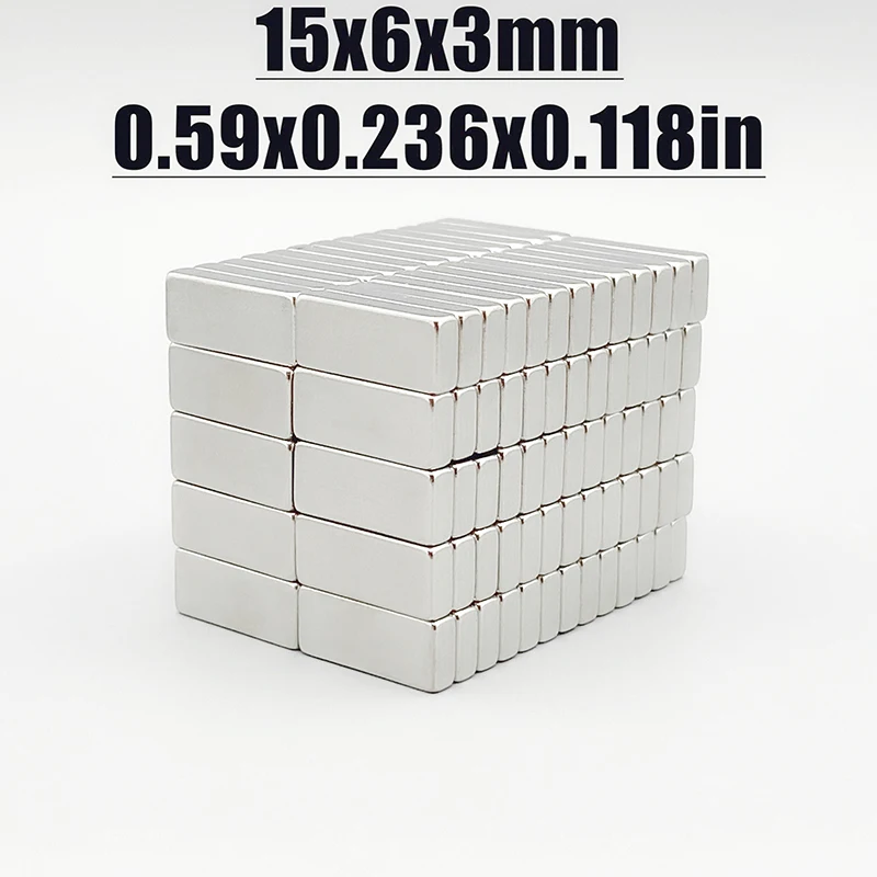 10-500pcs 15x6x3mm Magnet Neodymium Magnet N35 NdfeB Permanent Magnetic Imanes Magnets Square Shape 15*6*3 Magnet Accessory