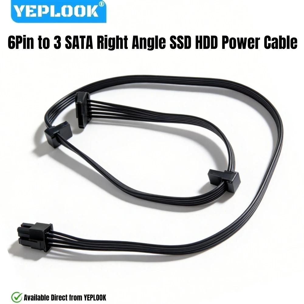 

YEPLOOK 3 SATA Right Angle HDD SSD SATA Power Cable for Corsair CS850M, CS750M, CS650M, CS550M, CS450M CS-M Series Modular Power