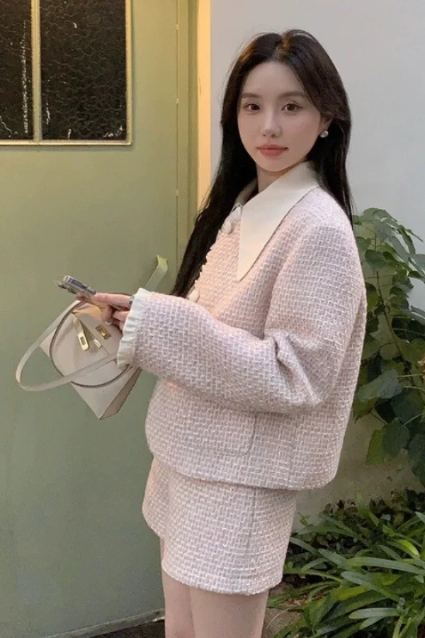 

Women's French Chic Rich Heiress Tweed Suit Set 2025 Autumn and Winter Short Jacket & High Waisted Shorts Elegant Luxury Outfit
