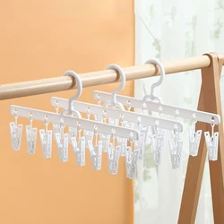 Plastic Clothes Drying Hanger Windproof Clothing Rack 8 Clips Sock Laundry Airer Hanger Underwear Socks Holder