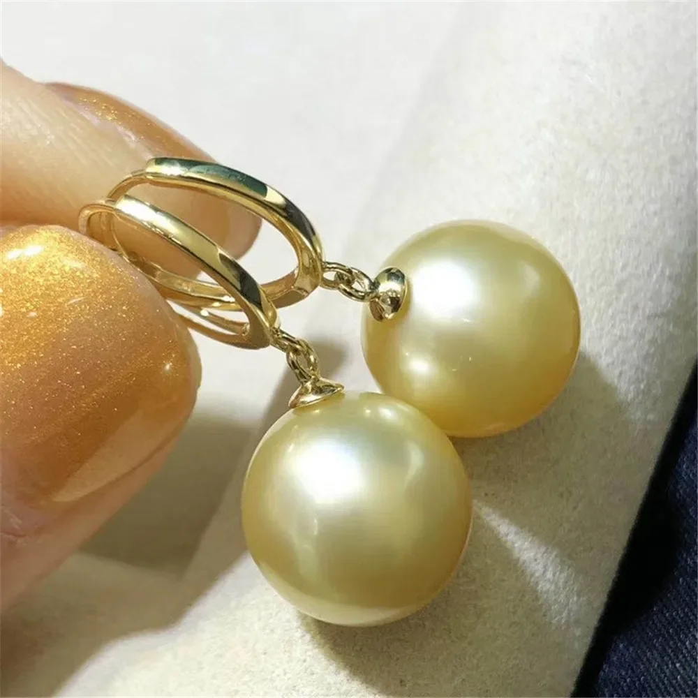 

DIY Pearl Accessories G18K Gold Earrings Deduction Earrings Empty Female Sea Pearl Earrings Fit 8-11mm Round Beads G298