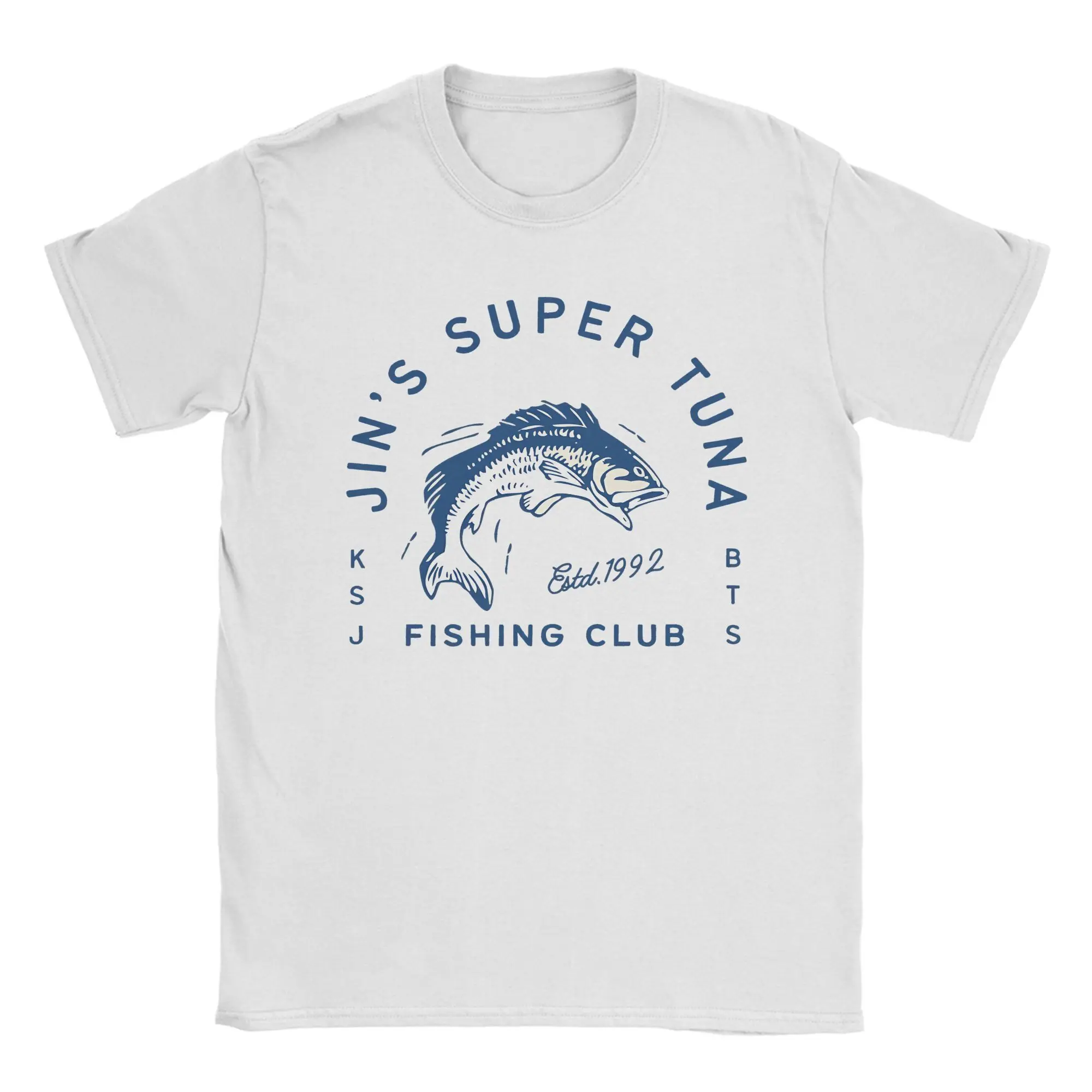 

Korea Super Tuna Fish T-Shirt Men Jin Album Humorous 100% Cotton Tee Shirt Round Neck Short Sleeve T Shirts Gift Idea Clothes