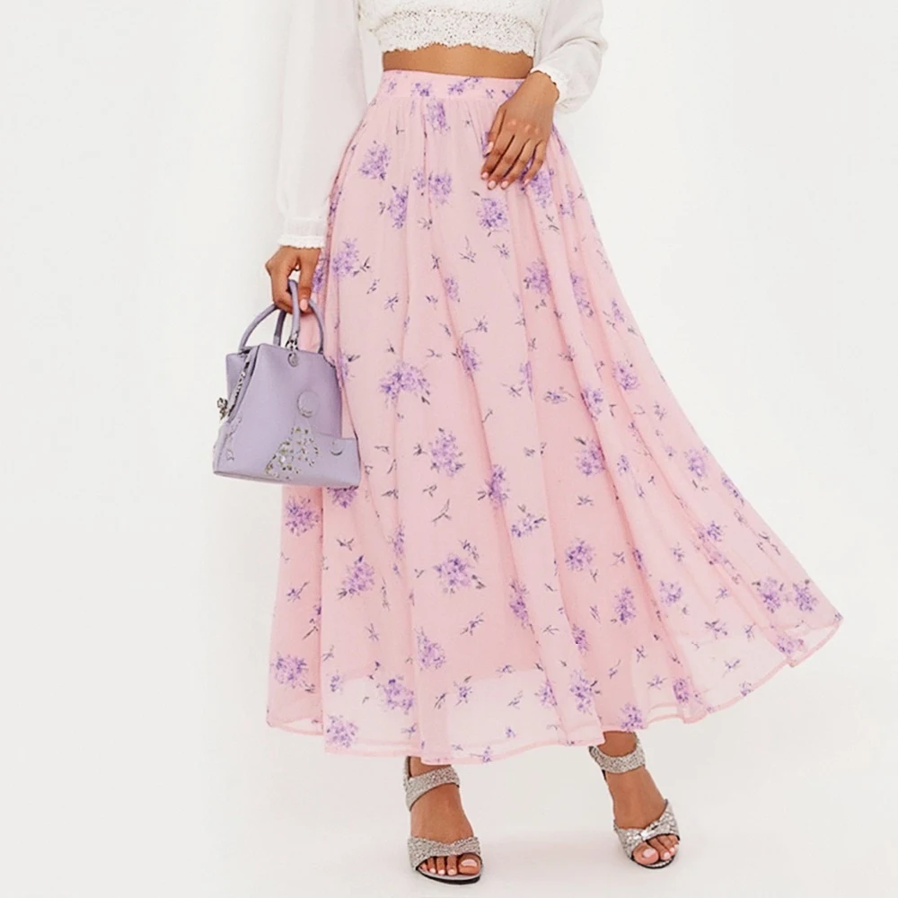 

Mia Muse Women's Skirts Autumn Fashion Daily Ditsy Floral High Waist Midi Long A-Line Casual Skirts