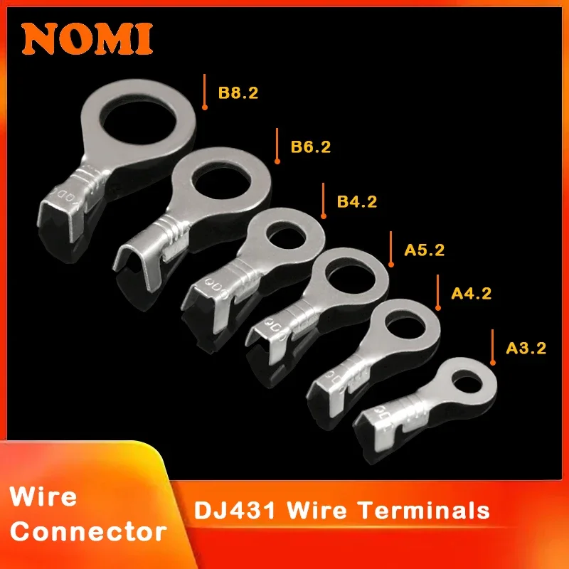 10/50pcs DJ431 A3.2 A4.2 A5.2 B4.2 B6.2 8.2 Wire End Lug Terminal O Ring Bare Copper Press Circular Splice Crimp Cable Connect