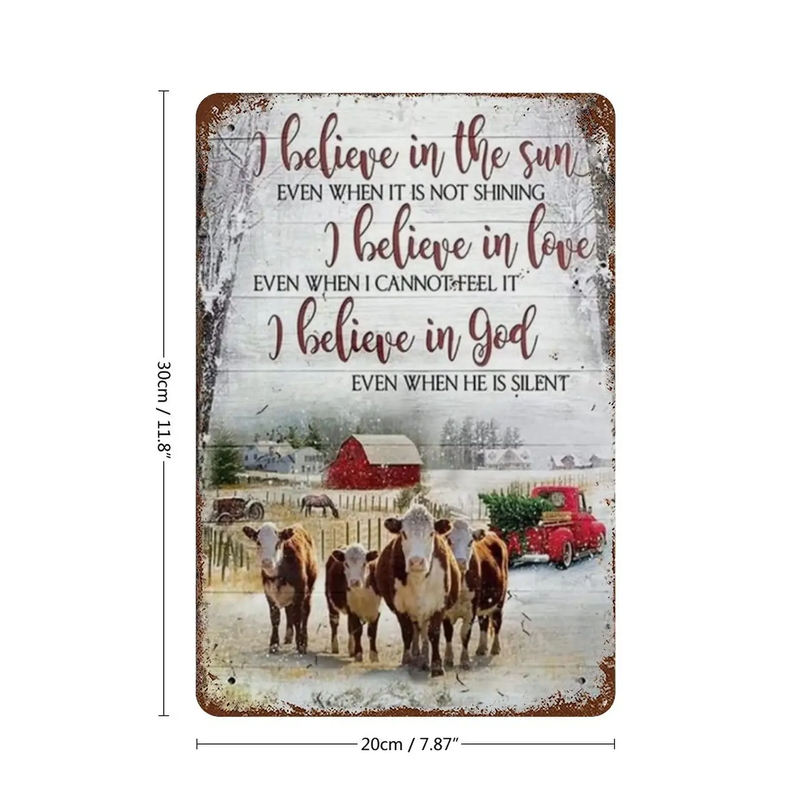 I Believe In The Sun, Cows Vintage Rustic Metal Signs Farmhouse Christmas Decor Wall Plaque Vintage Tin Sign For Home Office Clu