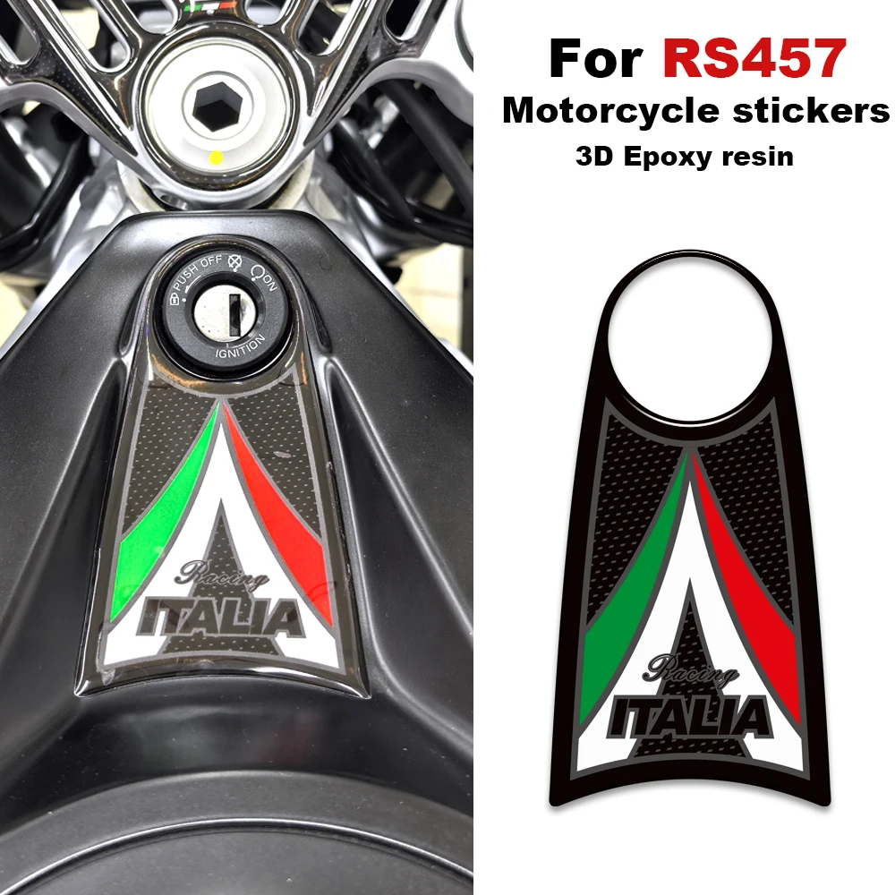 

﻿ For Aprilia RS457 2024 2025 Motorcycle Fuel Tank pad Key Lock Rear seat side fairing panel 3D stickers protection decals Kit
