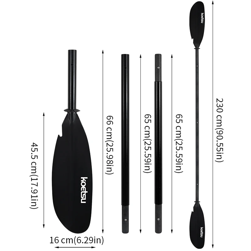 KOETSU SUP FIBERGLASS TWO WAY  PADDLE -3 ADJUSTABLE FIBERGLASS PADDLES WITH NYLON BLADES, SUITABLE FOR SURFING, FLOATING