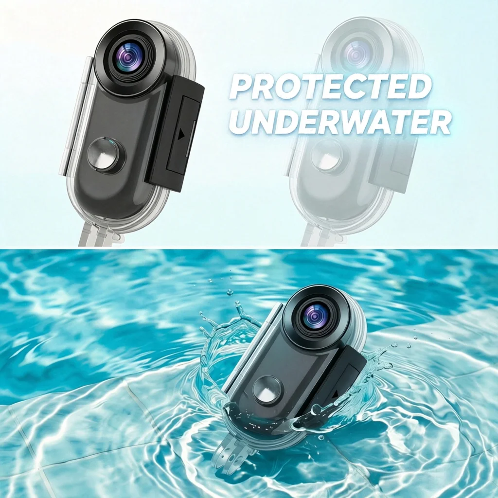 JETO 4K Mini Action Camera, 30M Waterproof Case, WiFi Wearable POV Cam with Magnetic Clip for Diving Surfing Snorkeling view 4