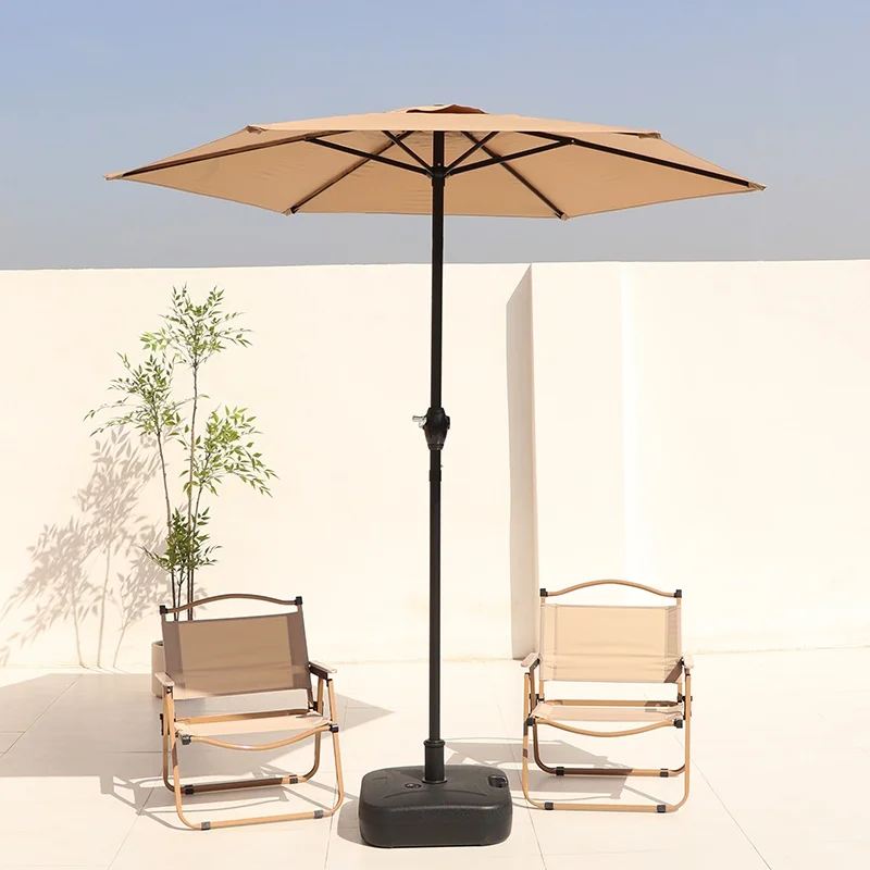 Large 2M Outdoor Sunshade Umbrella with Hand Crank Straight Center Pole for Garden Beach Camping and Advertising Stall UV Block