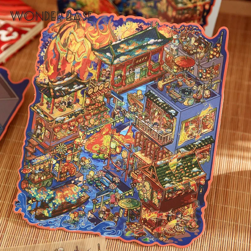 2025 عيد الميلاد السنة الجديدة حجم كبير لطيف ملون مصغر المشهد المشهد ملصق جيب المقصورة المشهد التراص هدية للطفل طفل #5