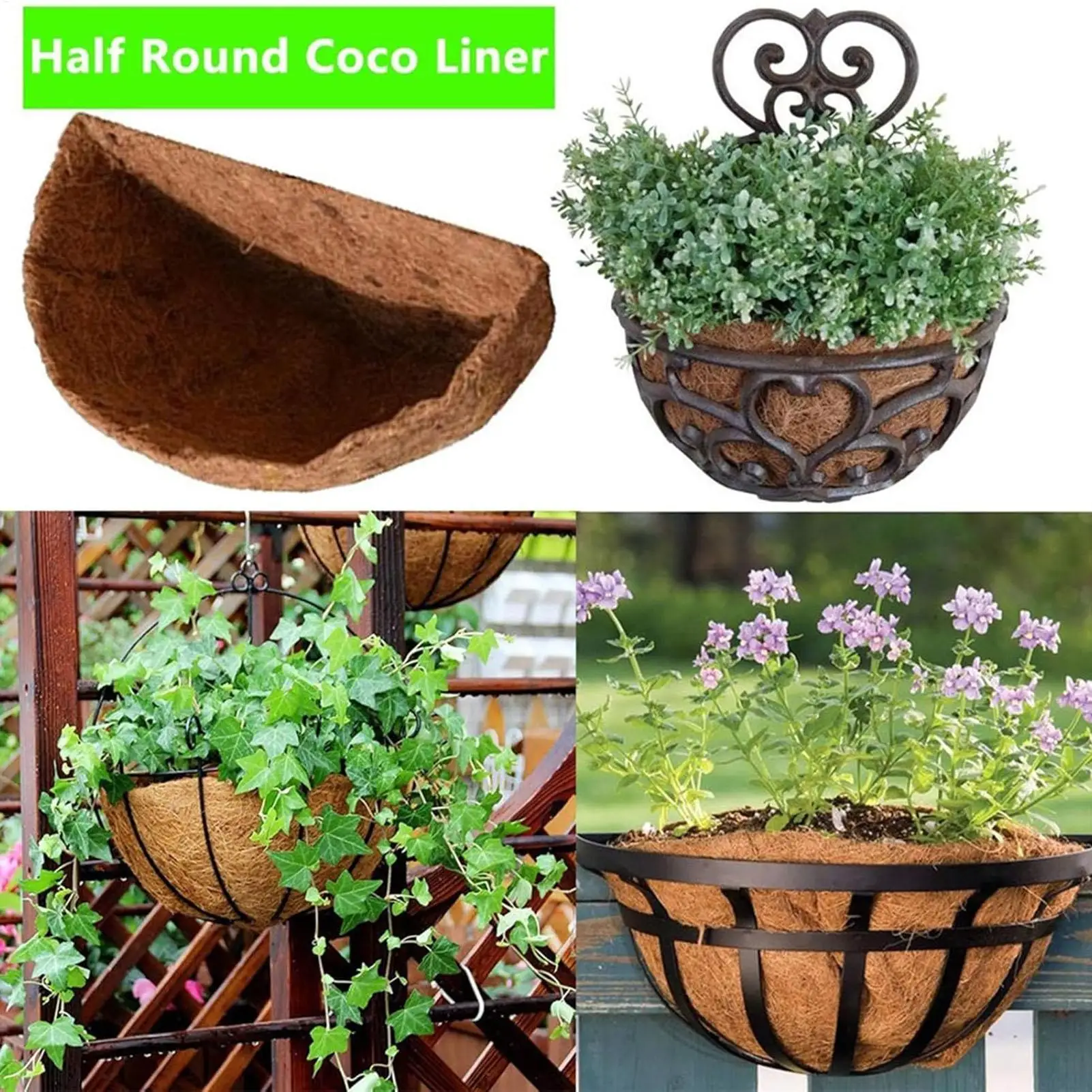 Replaceable Thick Coconut Liners Strong Water Absorption Coconut Fiber Liner for Hanging Planter Basket Garden Planting Supplies