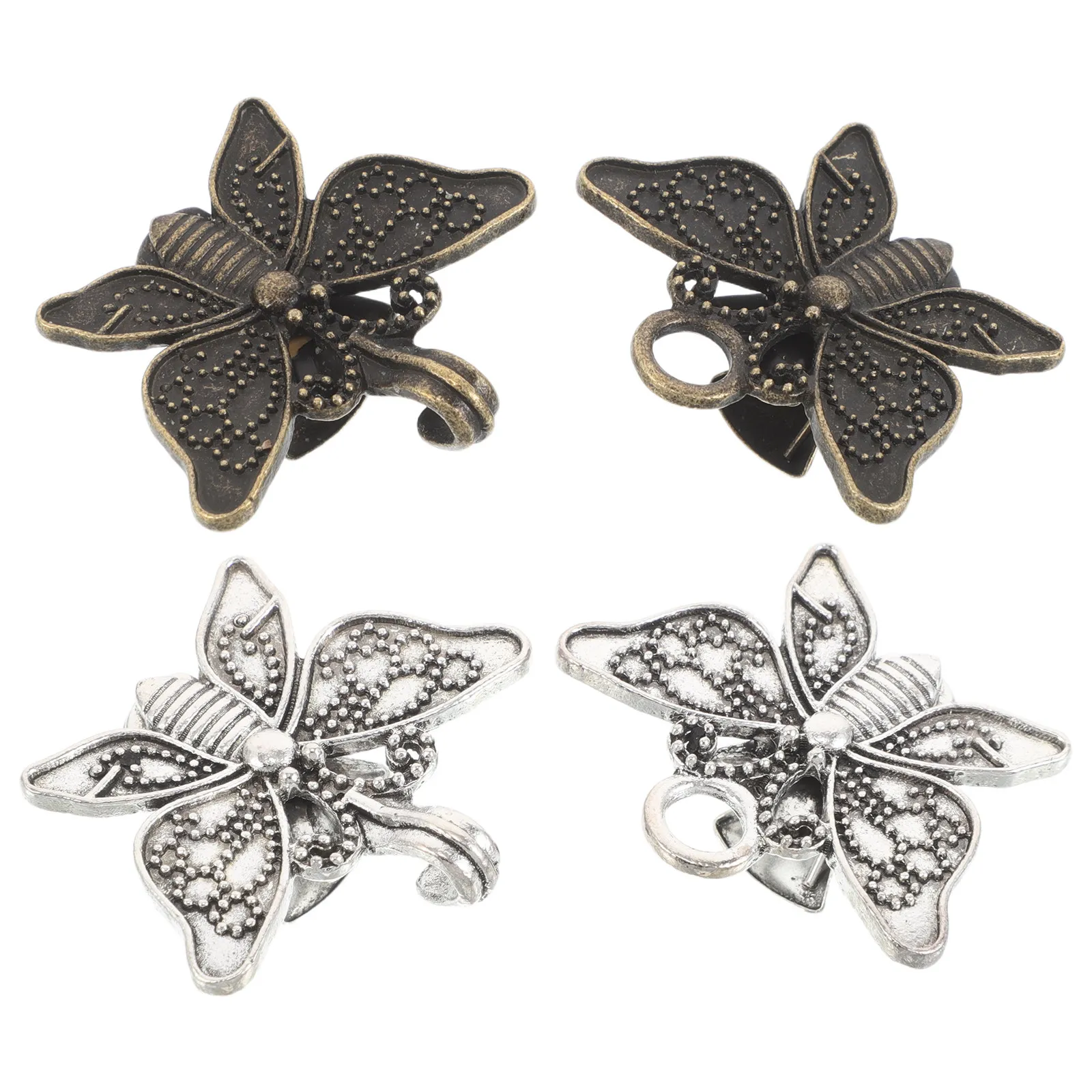 

2Pairs Vintage Butterfly Shawl Clips for Women Detachable Metal Scarf Decoration Clip Retro Cardigan Lapel Clasp Waist Shaping