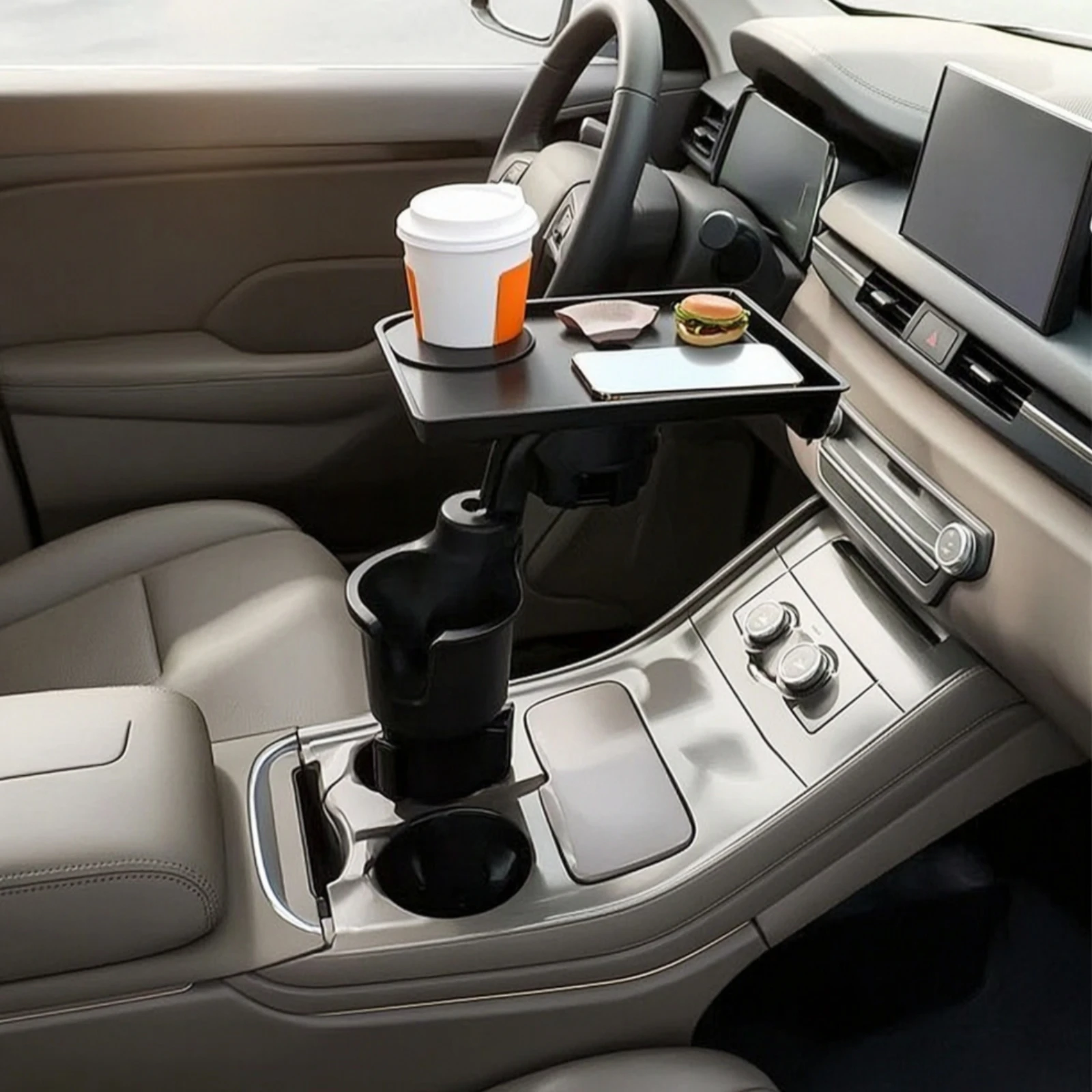 Car Cup Holder Tray Easy to Install Car Food Tray Universal Fit Stable for Drivers, Parked Breaks