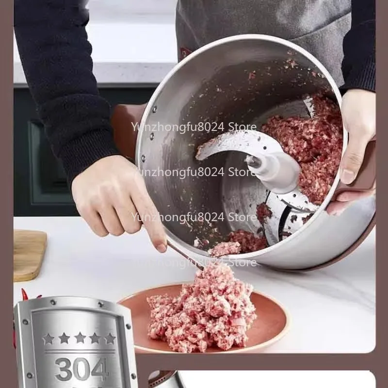 6L Stainless Steel Electric Meat Grinder Household Kitchen Multifunctional Garlic Vegetable Grinder Copper Glass Aluminum