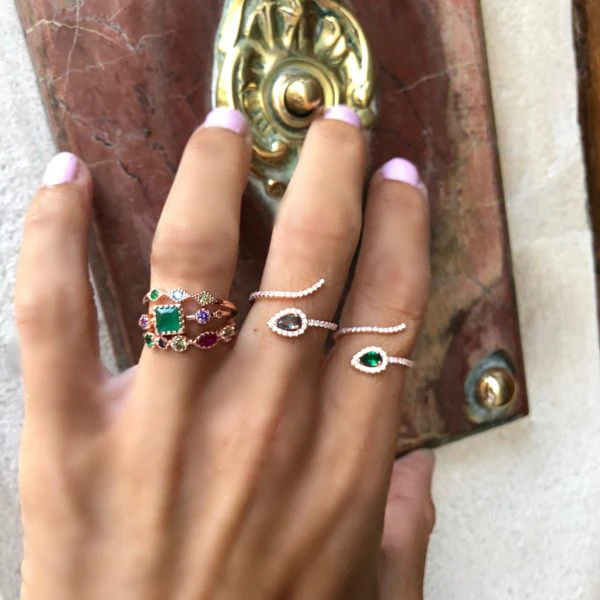 Geometric Various Shaped White Colorful Cubic Zirconia CZ Open Adjusted Finger Ring For Women Trendy Jewelry
